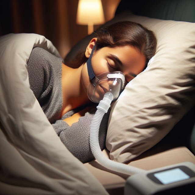 Eine Schlafende Frau mit einer Maske für Schlafapnoe
